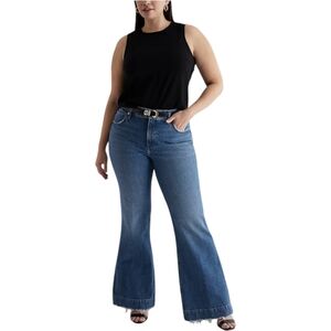 Express 70s Flare Jeans Womens 10R Mid Rise Raw Hem Medium Wash Denim